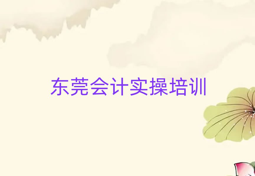 2024年東莞有沒有線下會計實操的機構(gòu)