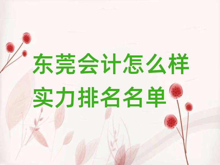 東莞會(huì)計(jì)怎么樣實(shí)力排名名單