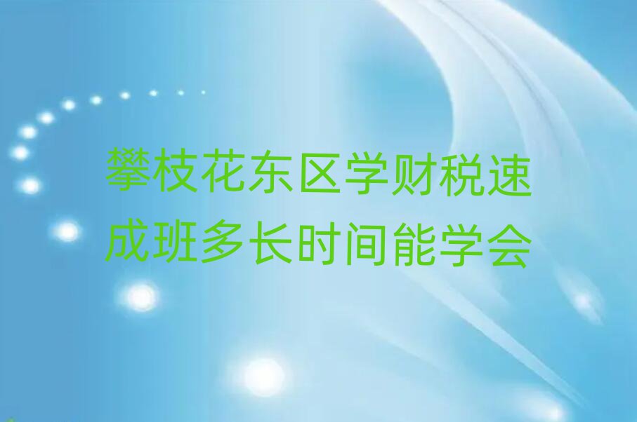 攀枝花東區(qū)學(xué)財(cái)稅速成班多長時(shí)間能學(xué)會(huì)