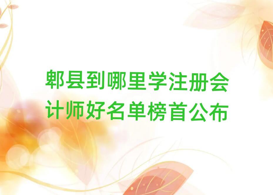 郫縣到哪里學注冊會計師好名單榜首公布
