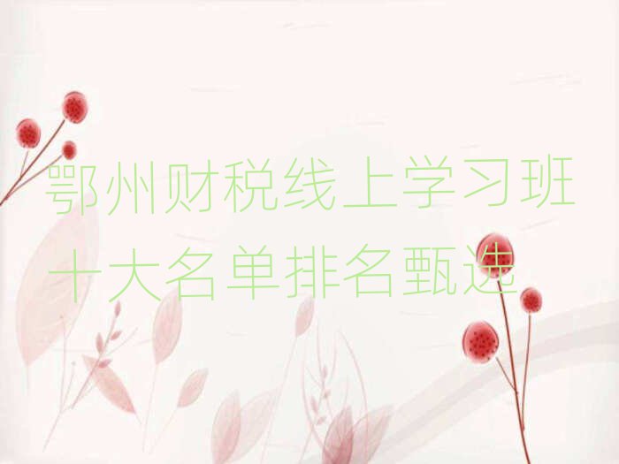 鄂州財(cái)稅線(xiàn)上學(xué)習(xí)班十大名單排名甄選