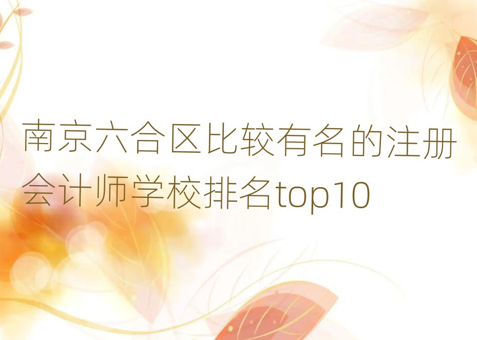 南京六合區(qū)比較有名的注冊會計師學校排名top10