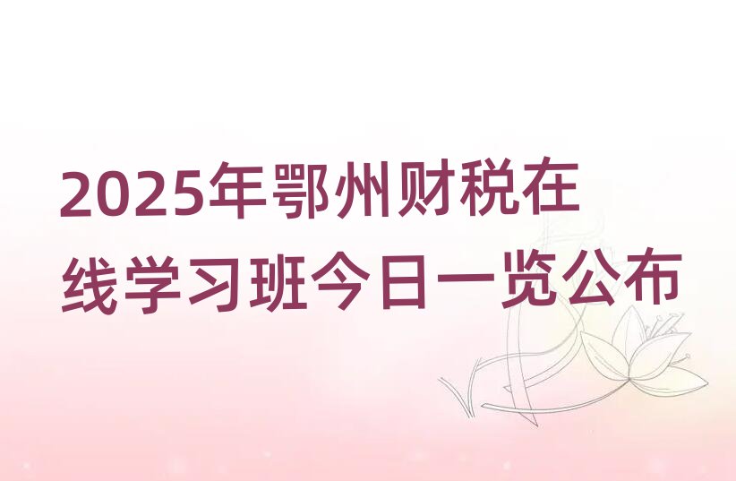 2025年鄂州財(cái)稅在線學(xué)習(xí)班今日一覽公布