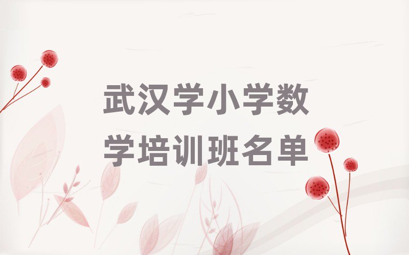 武漢學(xué)小學(xué)數(shù)學(xué)培訓(xùn)班名單