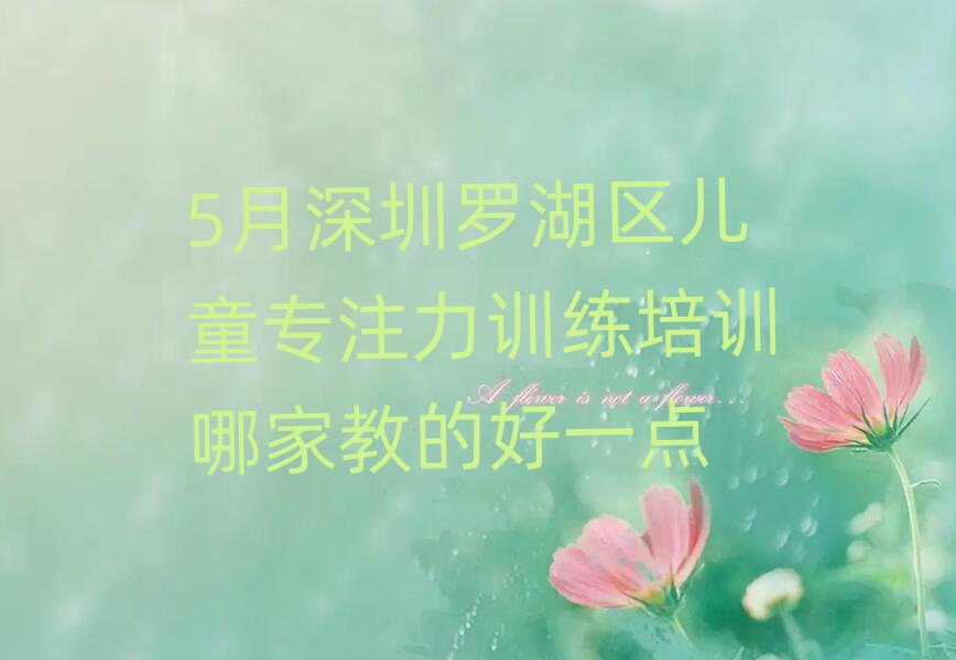 5月深圳羅湖區(qū)兒童專注力訓(xùn)練培訓(xùn)哪家教的好一點