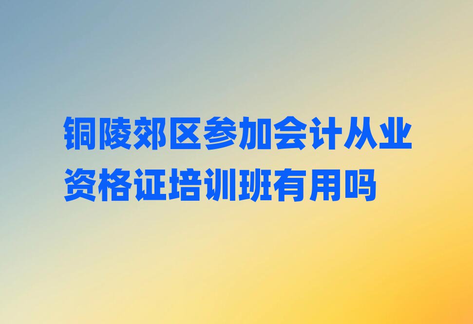 銅陵郊區(qū)參加會計從業(yè)資格證培訓班有用嗎