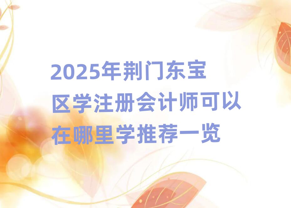 2025年荊門東寶區(qū)學(xué)注冊會計(jì)師可以在哪里學(xué)推薦一覽