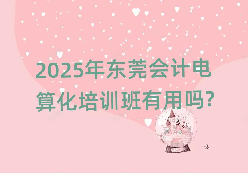 2025年東莞會計電算化培訓(xùn)班有用嗎?