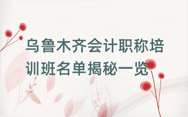 烏魯木齊會計職稱培訓(xùn)班名單揭秘一覽
