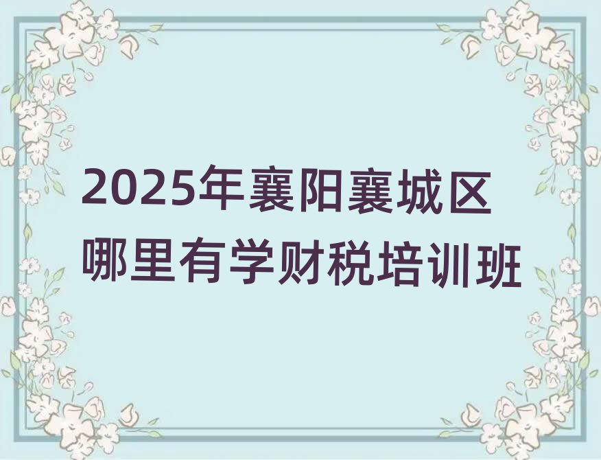2025年襄陽襄城區(qū)哪里有學(xué)財稅培訓(xùn)班