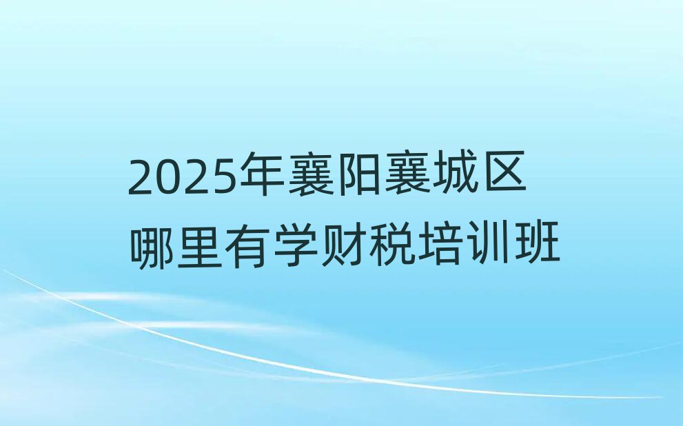 2025年襄陽襄城區(qū)哪里有學(xué)財稅培訓(xùn)班