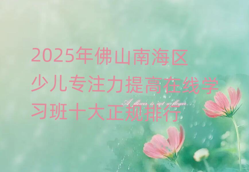 2025年佛山南海區(qū)少兒專注力提高在線學(xué)習(xí)班十大正規(guī)排行