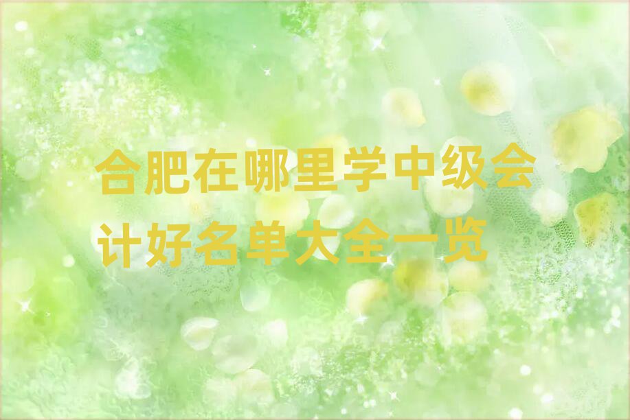 合肥在哪里學中級會計好名單大全一覽